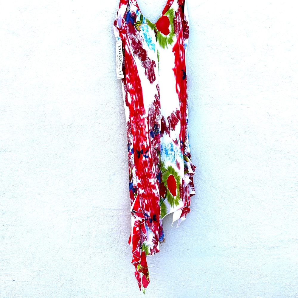 Elegant Red and White Floral Dress